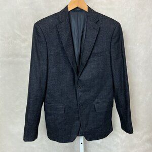 John Varvatos Luxe Black Blue Striped Wool Silk Linen Cashmere Blazer Jacket 38R